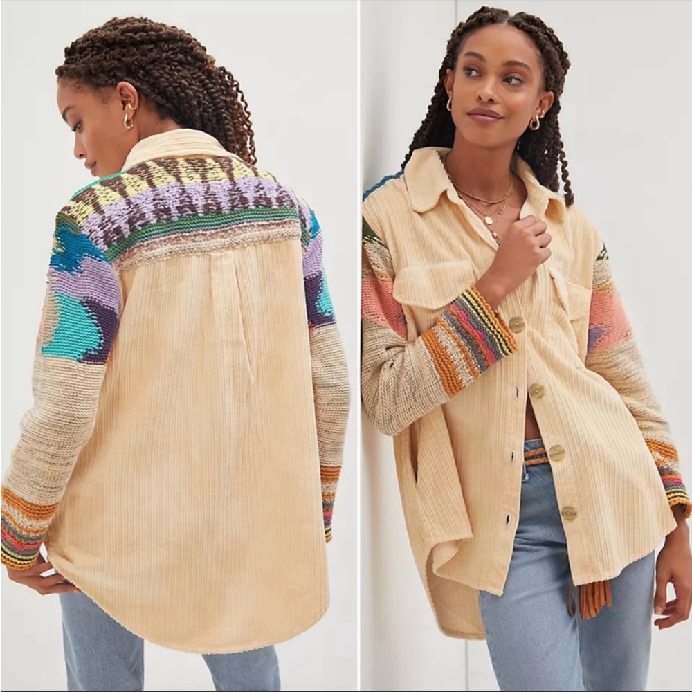 Anthropologie Pilcro Easy Going Corduroy Shacket Oversized Woven Boho